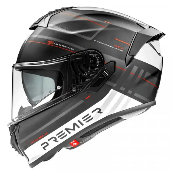 Casco integrale Premier EVOLUZIONE SP 2 BM in fibra Nero Bianco Rosso opaco