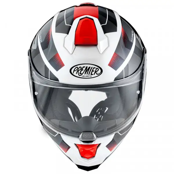 Casco integrale Premier HYPER HP2 in fibra Rosso Bianco Grigio