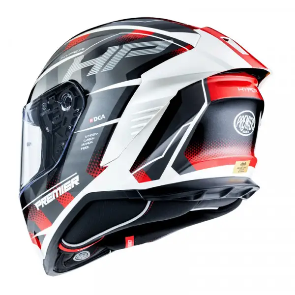 Casco integrale Premier HYPER HP2 in fibra Rosso Bianco Grigio
