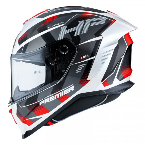 Casco integrale Premier HYPER HP2 in fibra Rosso Bianco Grigio