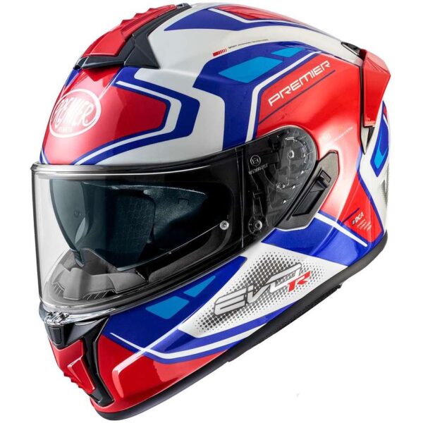 Casco Moto Integrale Premier EVOLUZIONE RR13 Bianco Rosso Blu