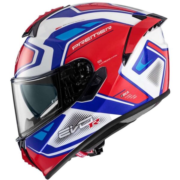 Casco Moto Integrale Premier EVOLUZIONE RR13 Bianco Rosso Blu