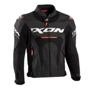 Giacca moto pelle Ixon JACKAL Nero Bianco Rosso