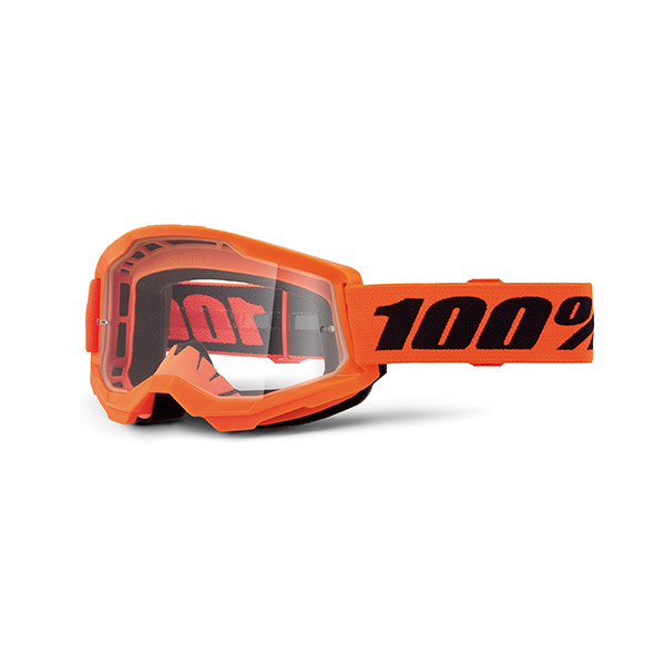 MASCHERA FUORISTRADA 100% STRATA 2 NEON ORANGE - LENTE TRASPARENTE
